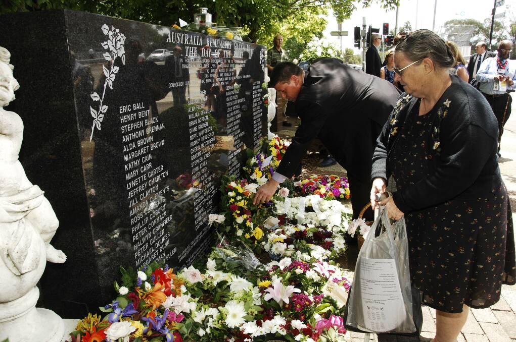 Granville Train Disaster Memorial 39 years on: People paying their respects. Picture: Michael Szabath.