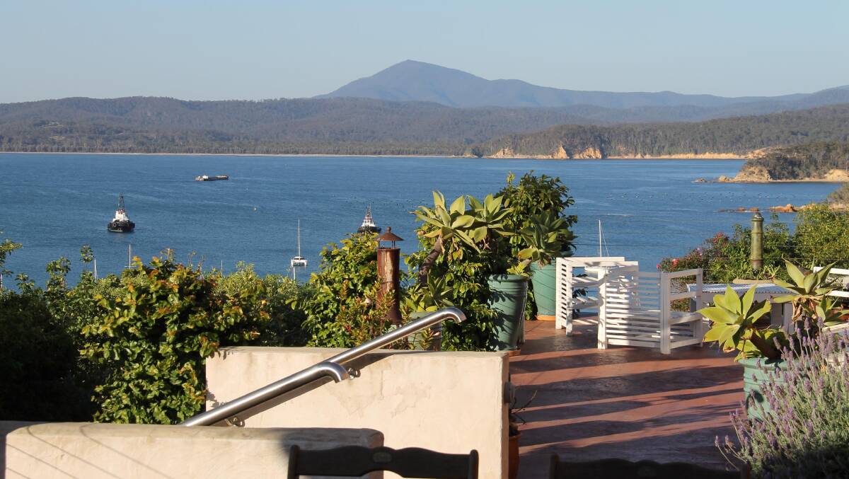 Magnificent Twofold Bay … from the deck at the Crown & Anchor Inn.