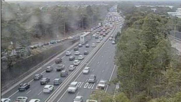 Traffic queued on the M5 after a crash on Tuesday January 23. Photo: Live Traffic NSW