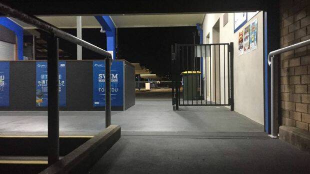 The scene at the Lambton Swimming Pool on Tuesday night after an incident which resulted in the death of a teenage boy. Photo: Newcastle Herald