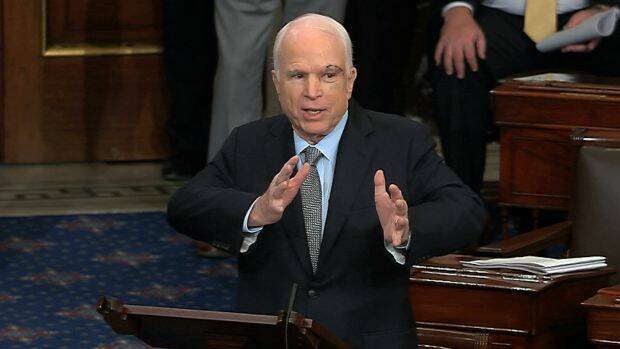 Senator John McCain speaks the floor of the Senate on Capitol Hill in Washington. Photo: AP
