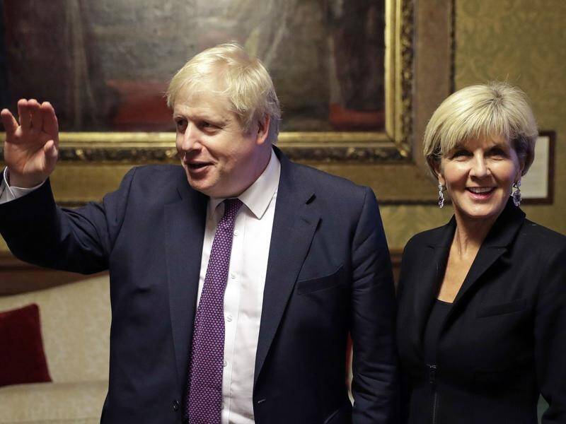 Julie Bishop has met with UK Foreign Minister Boris Johnson to talk trade, visas and terrorism.