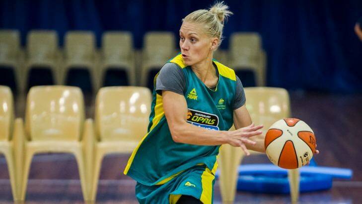 "We do love it when we get to put on the green and gold:" Erin Phillips during training with the Opals earlier this year. Photo: Rohan Thomson