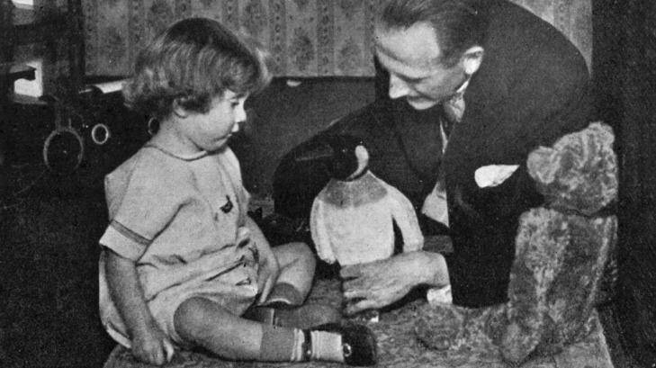 Author Brian Sibley was inspired when he saw this photo of Milne, Christopher Robin and Penguin.