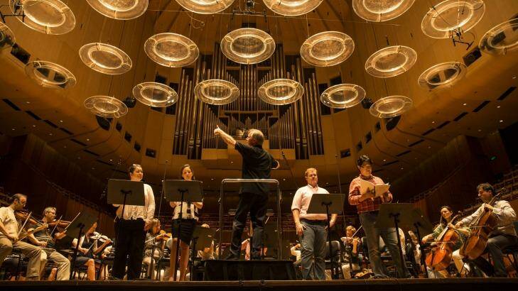 David Robertson rehearses Beethoven's Missa Solemnis with the Sydney Symphony Orchestra at the Sydney Opera House. Photo: Nic Walker