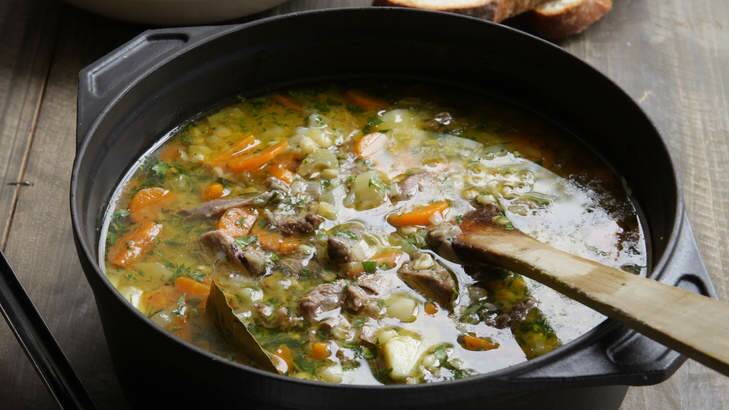 Lamb shank and barley soup with lots of vegies. Photo: Marina Oliphant
