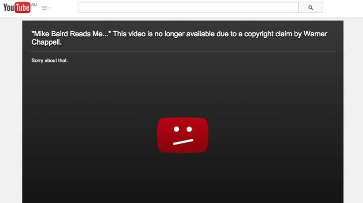 A video posted by Mike Baird has been pulled off YouTube due to a copyright claim.
