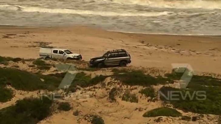 Locals helped police search the area around the Coorong National Park campsite. Photo: Seven News