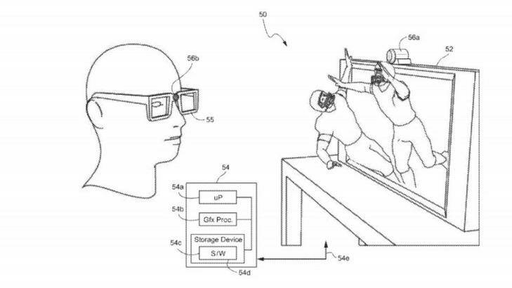 An image from Nintendo's patent shows a proposal to track users gaze and provide 3D images.