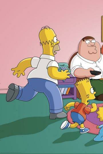 Crowded house: The Griffin family drops in for a visit with the Simpson family.