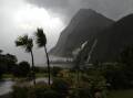 Almost 150mm of rainfall drenched Milford Sound in the 24 hours to 9am on Wednesday. (Stephanie Flack/AAP PHOTOS)