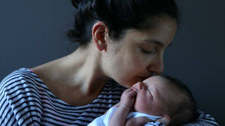 "Don't underestimate what your body can do," says new mum Libby Nathan, who gave birth to her baby boy this week at the Royal Hospital for Women. Photo: Louise Kennerley