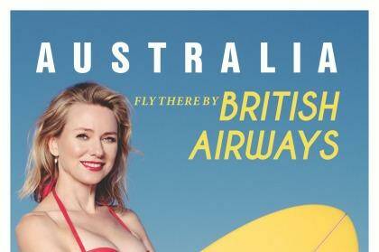 Naomi Watts in a modern take of the iconic 1956 British Airways poster. Photo: Michael Buckner/Getty Images