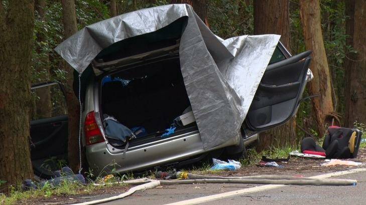Fatal: The silver Toyota Corolla in which three people died on the Central Coast. Photo: Justin Wilson