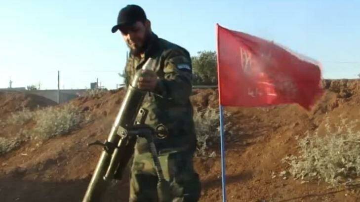 Turkmen manning a mortar in fight against Bashar al-Assad's forces. Photo: Halab News Network