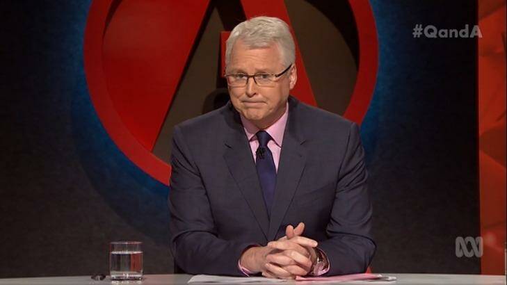 Q&A host Tony Jones: 'The Q&A team were not aware at the time Zaky Mallah appeared of the very offensive and misogynistic tweet'. Photo: ABC