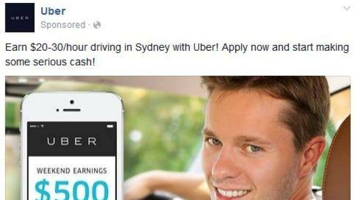 Another ad that appears on Facebook for drivers.