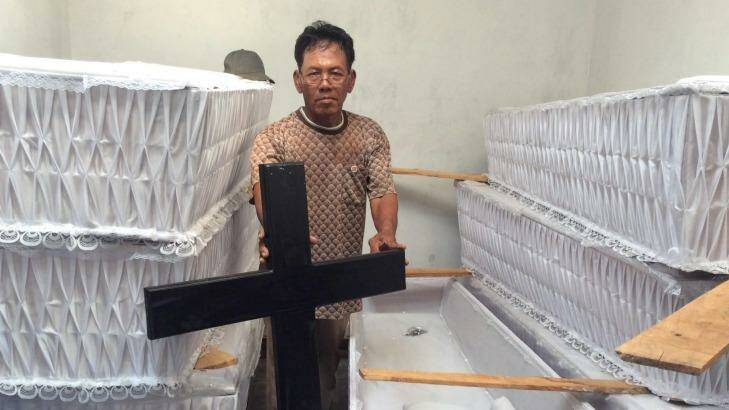 Java-Christian Church has prepared 10 coffins for prisoners sentenced to death and awaiting execution in Indonesia last year. Photo: Aris Andrianto