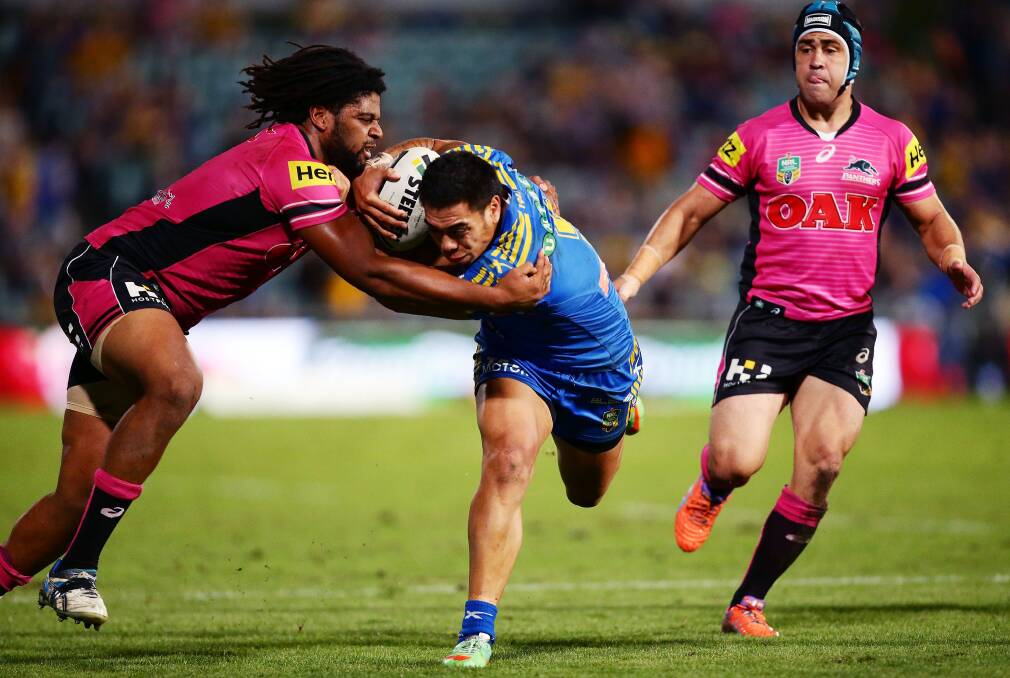 Return: Ken Sio scored a try in his return to the top grade on Saturday night against Penrith. Picture: Getty Images