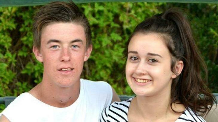 Mikey Ryall, who drowned while fishing at Wentworth Falls Lake in the Blue Mountains, with his girlfriend, Cassie Dennis. Photo: Supplied