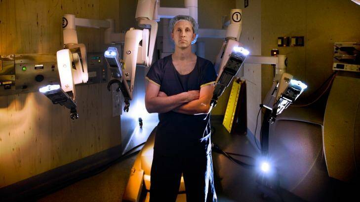 Dr Matthew Magarey, a surgeon who uses robotic technology to remove cancer from people's throats.  Photo: Simon O'Dwyer