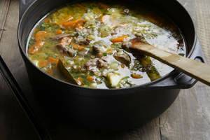 Lamb shank and barley soup with lots of vegies. Photo: Marina Oliphant