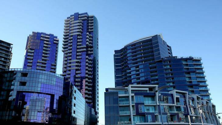Apartment blocks at the Docklands precinct. Docklands is being developed, mostly by private sector investment, with waterfront restaurants, shops, apartments, offices, businesses, technology centres, marinas, parks and public art.  Photo: Graham Denholm