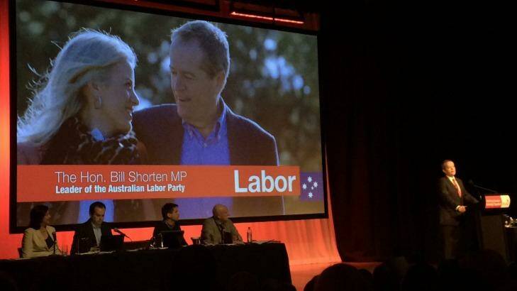 Opposition Leader Bill Shorten delivers his keynote address at the 2015 Queensland Labor state conference. Photo: Cameron Atfield