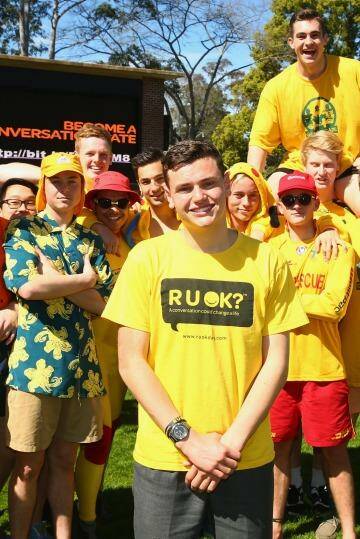 Cancer survior: Sam Clarke organised the Knox Yellow Assembly raising awareness for RUOK? Day at Knox Grammar in Wahroonga Photo: Mark Kolbe (Fairfax Media via Getty Images) 