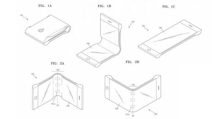 Images from the patent show a foldable smartphone that can even bend backwards.