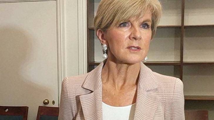Foreign Minister Julie Bishop at 9 Downing Street in London. Photo: Latika Bourke