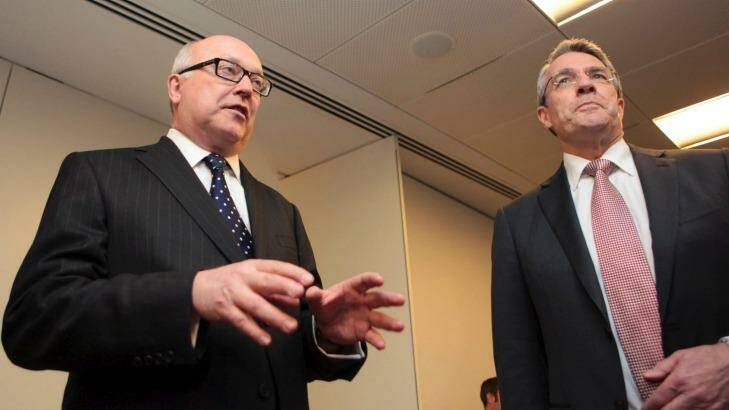 Attorney-General George Brandis, left, with his opposition counterpart Mark Dreyfus. Photo: Sasha Woolley