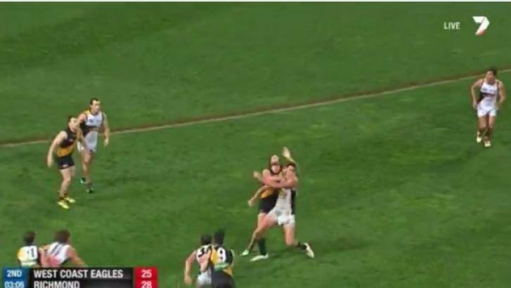 Vickery was reported for this incident. Photo: Channel Seven