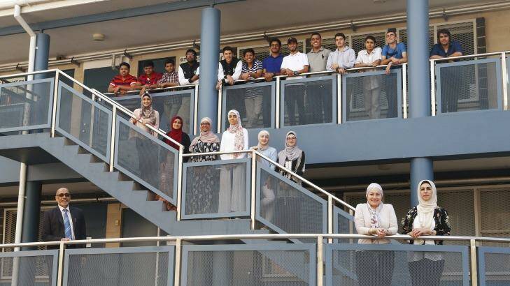 Malek Fahd School students pose for a picture after achieving excellent HSC results. Photo: Daniel Munoz