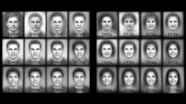 The evolution of the smile throughout the 20th century. Photo: Ginosar et al. 2015