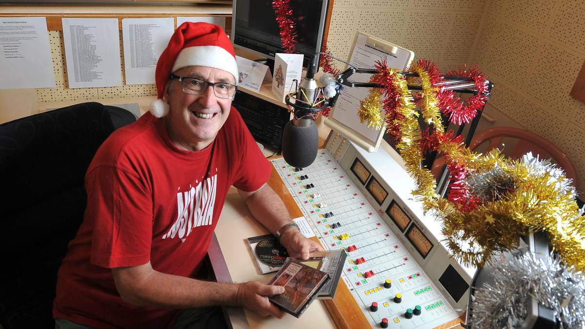  David Font spread Christmas joy via radio waves from the studio at 2AAA FM. Picture: Michael Frogley