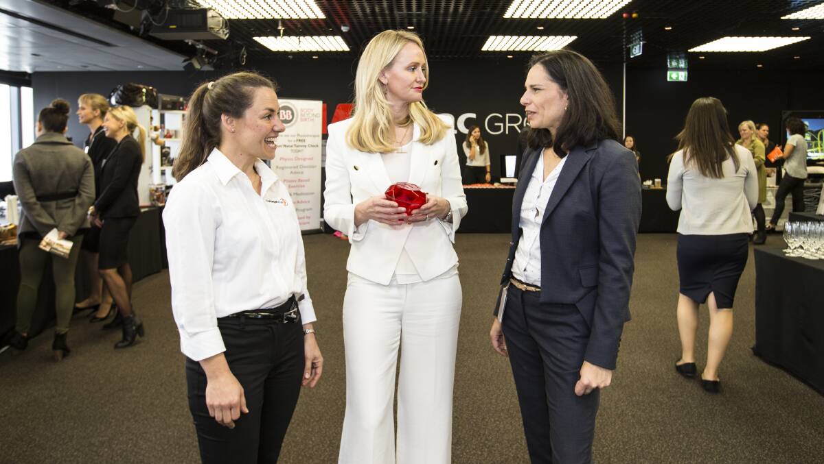 Annalise Law, The Kanga Group, Ainslie van Onselen, head of diversity and inclusion, Westpac and Tracy Cowap, senior manager, Strategy, Metrics and Employee Advocacy. Pic: Louie Douvis