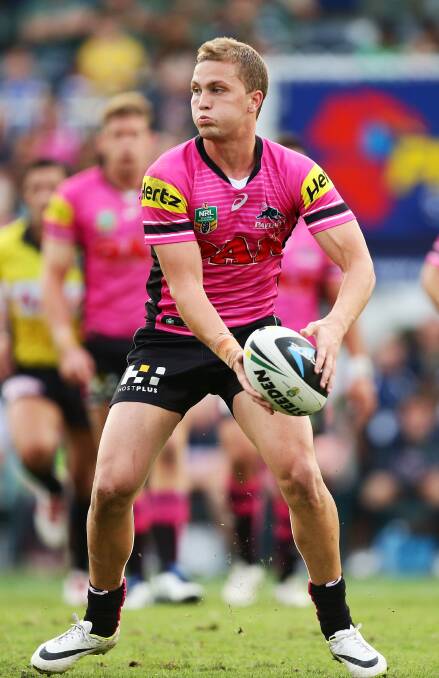 SYDNEY, AUSTRALIA - MARCH 29: Matt Moylan of the Panthers runs with the ball during the round four NRL match between the Parramatta Eels and the Penrith Panthers at Pirtek Stadium on March 29, 2014 in Sydney, Australia. (Photo by Matt King/Getty Images)