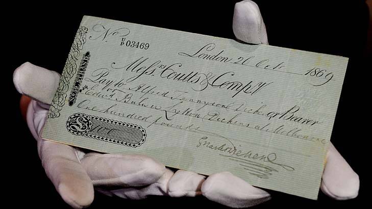 Cashed up ... a cheque sent to his sons in Australia just before his death.