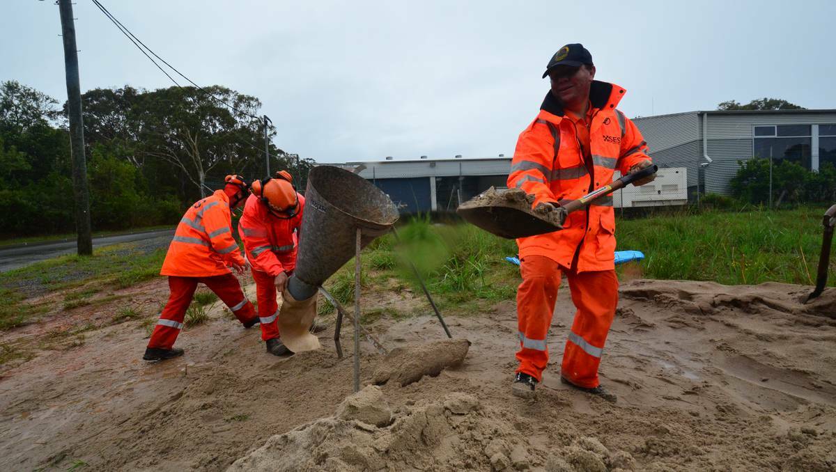 SES workers prepare sandbags for use around Port Macquarie on Monday. Photo: Port Macquarie News