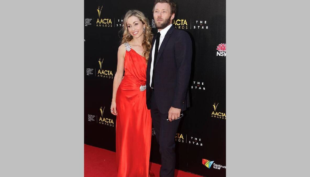 Joel Edgerton wears Burberry and Bvlgari with Felicity Price arriving at the AACTA Awards in Sydney. Photo: Dallas Kilponen