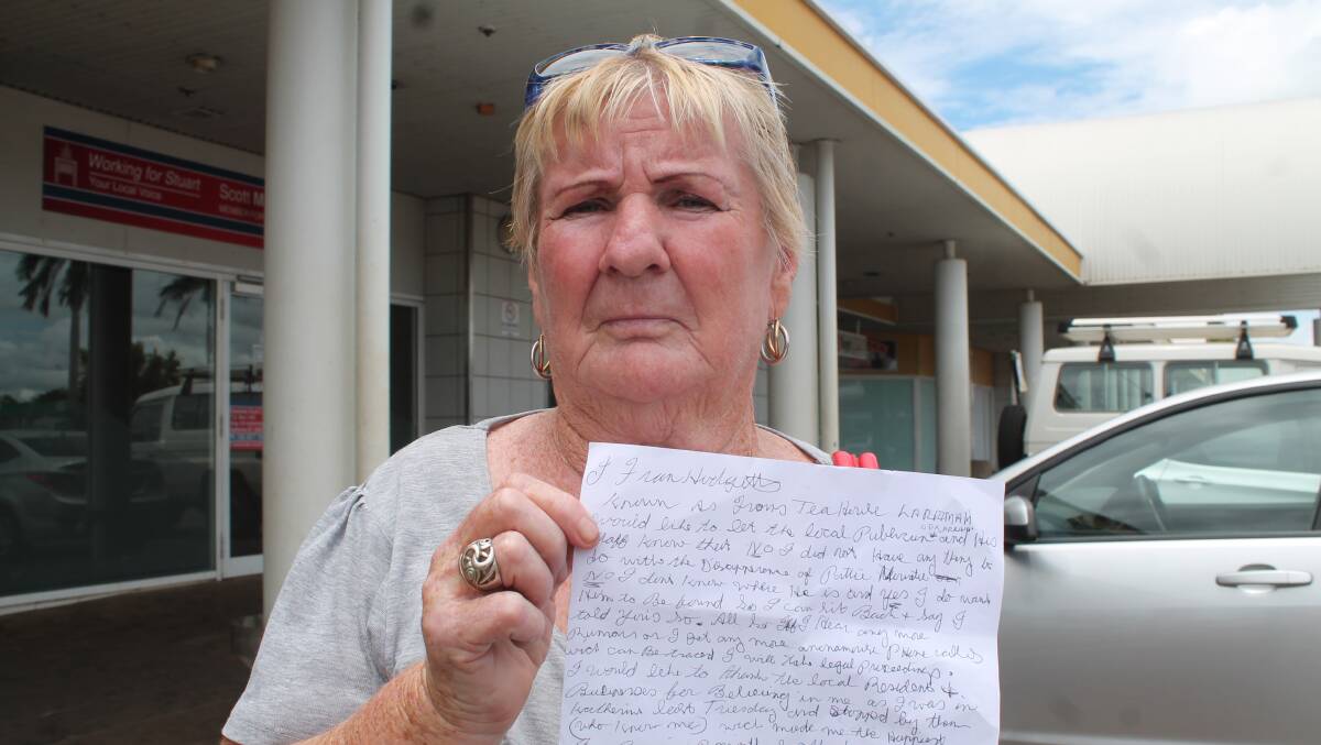 Larrimah local Fran Hodgett writes a letter to the Katherine Times protesting her innocence.