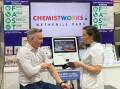 McMahon MP Chris Bowen gets his blood pressure checked at Chemistworks Wetherill Park on Tuesday by pharmacy owner Catherine Bronger.