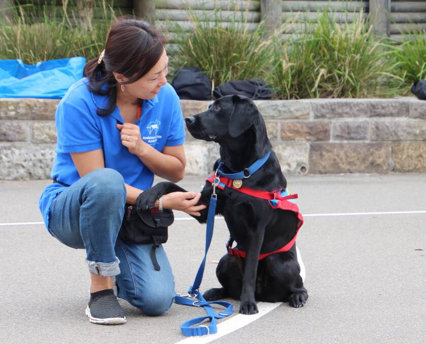 Puppy educator Yukiko Mallyon with Poppy, one of the dogs she raised for Assistance Dogs Australia. Picture supplied