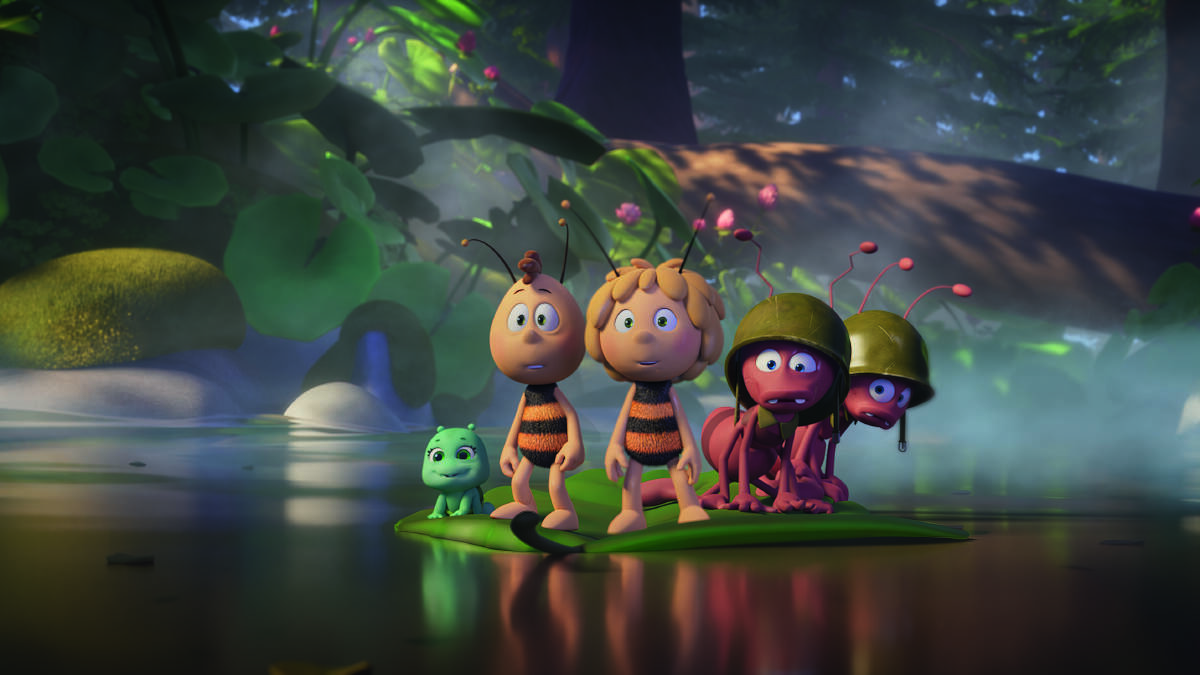 Adventure: Coco Jack Gillies voices Maya the Bee (centre) in her latest adventure, The Golden Orb. Picture: Studiocanal