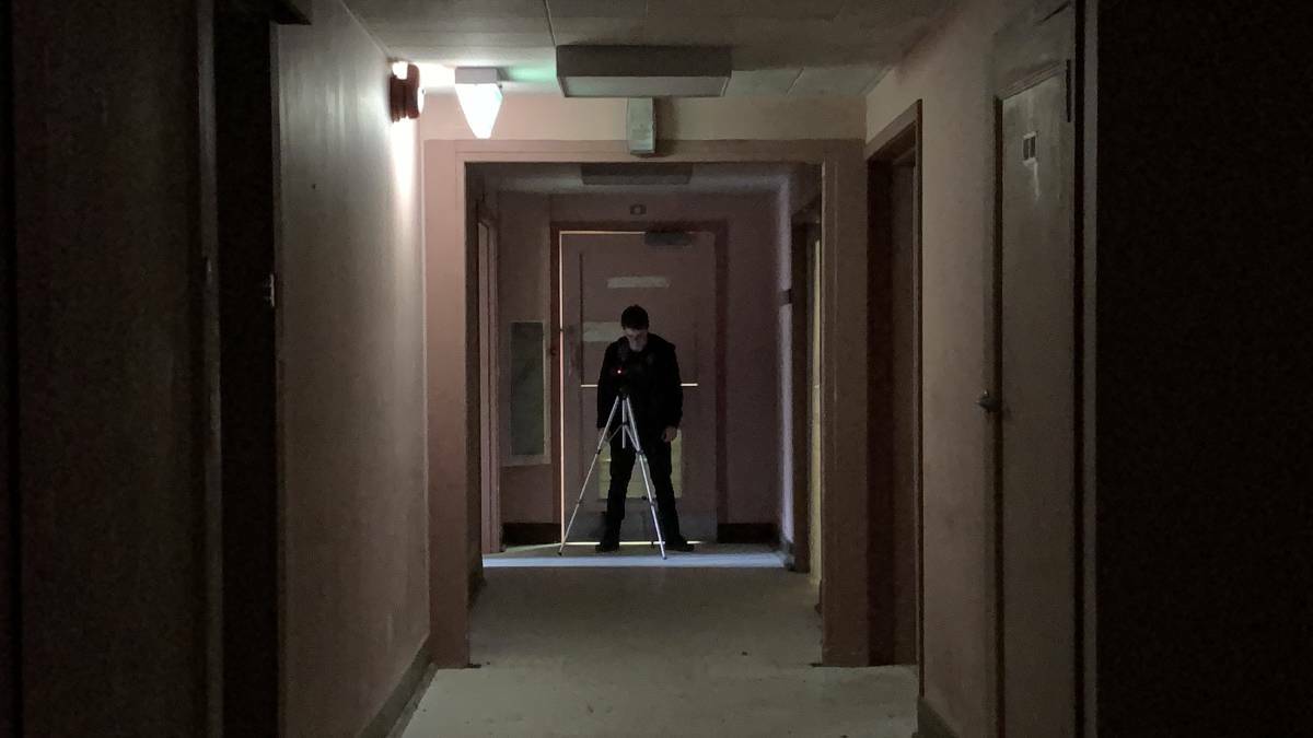 Sam Hohne and Stan Hurd from Tasmania's Paranormal Experiences in the operating theatre of the former West Coast District Hospital. Picture: Supplied