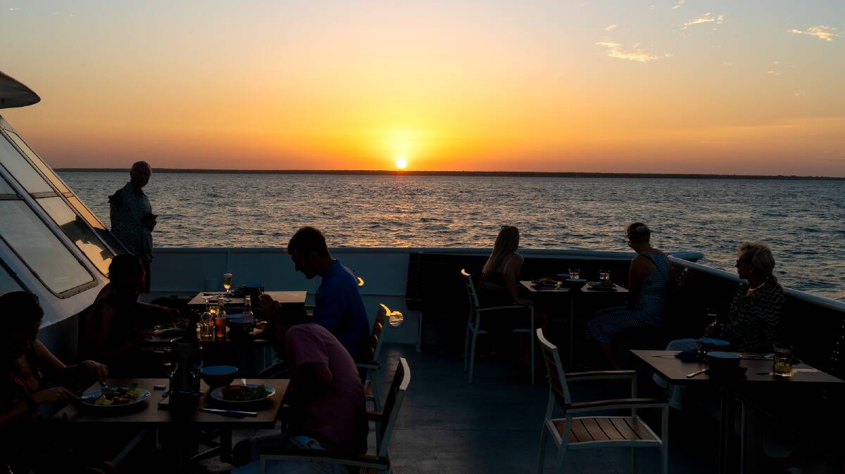 Dinner with a view on a catamaran with Darwin Harbour Cruises. Picture: Michael Turtle