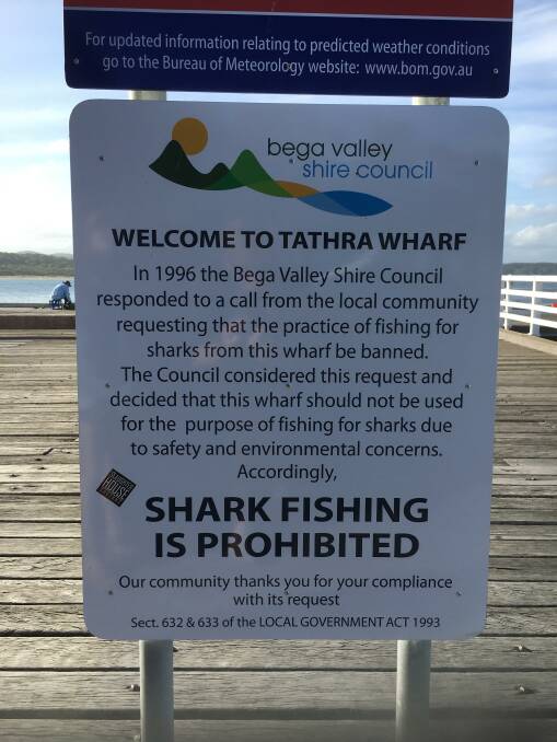 Council has positioned a prominent sign on the wharf in recent years explaining the ban. Picture: Steve Blackley