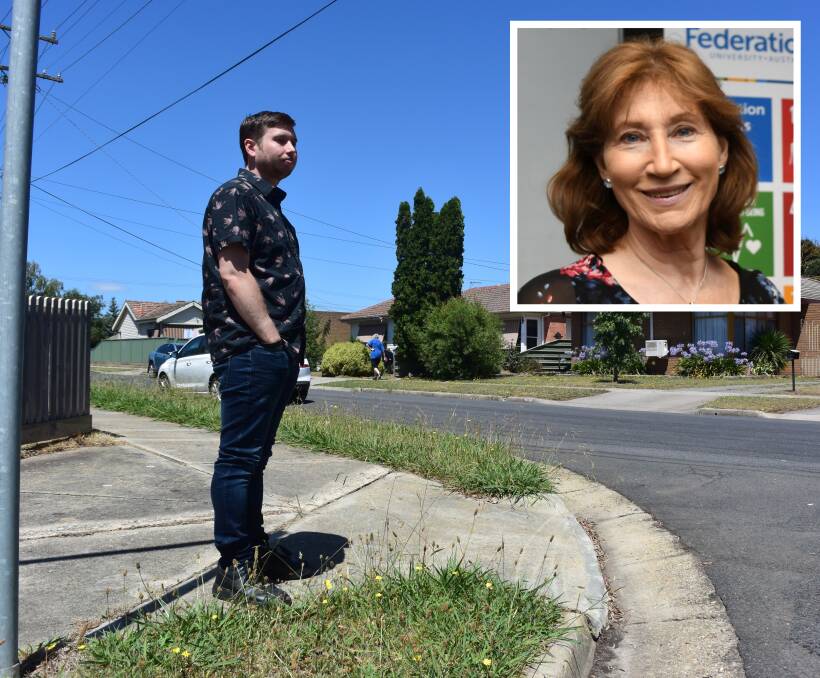 Kindness: Wendouree man Cameron Tougher made national news after his kindness to a man robbing his car. Inset: Federation University adjunct research fellow Dr Lynne Reeder.
