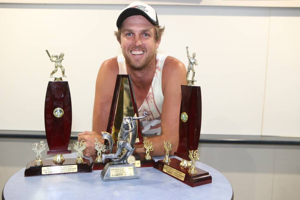 Grant Cameron, pictured in 2016 after being named SWC division two cricketer of the year.
